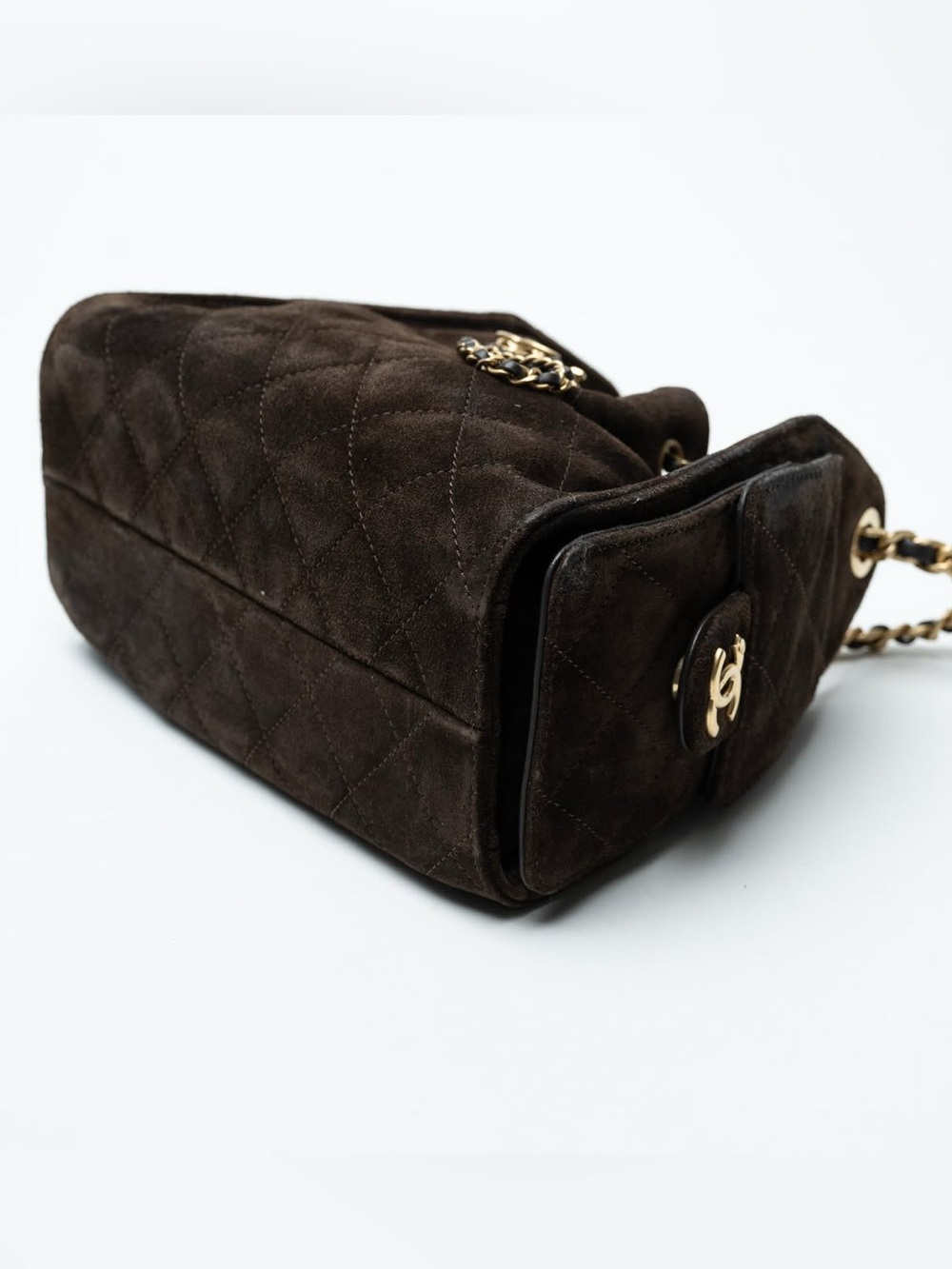 *RARE* Chanel 25 Mini Dark Brown Suede Calfskin Gold Hardware - Full Set - Picture 5 of 17